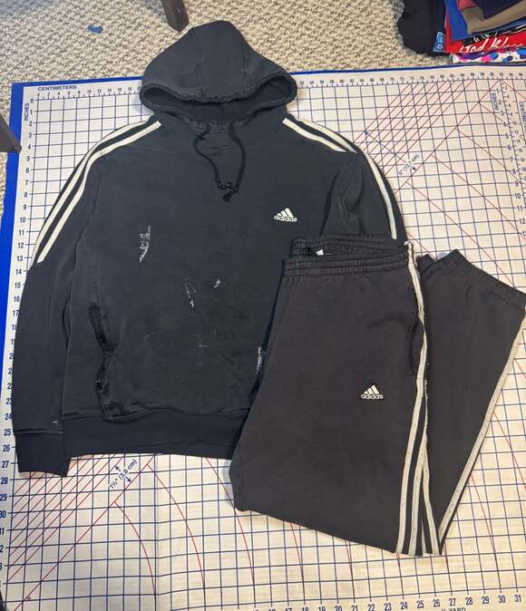 Adidas Other - Bundle Vintage Adidas 3-Stripe Black Pullover Hoodie L and pants M